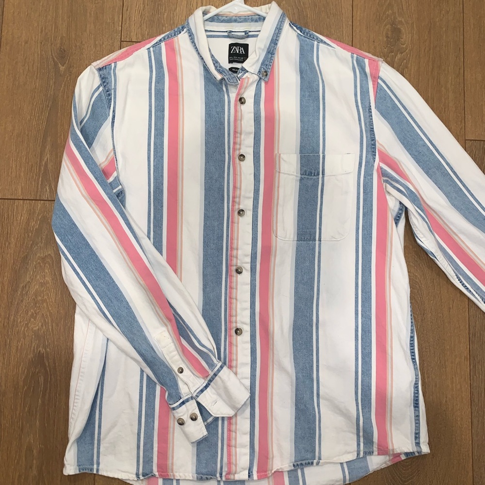 Men’s long sleeve striped Button-Down Shirt - Zara